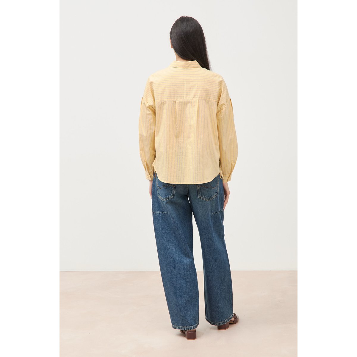 Chemise ample manches longues jaune citron, BONOBO