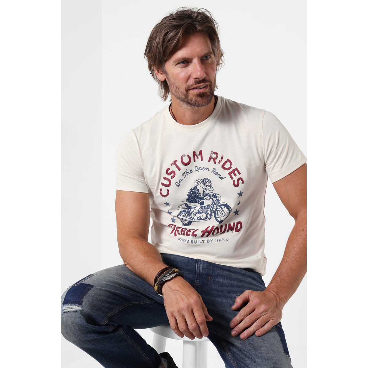 T-Shirt Chien Rebelle beige, JOE BROWNS