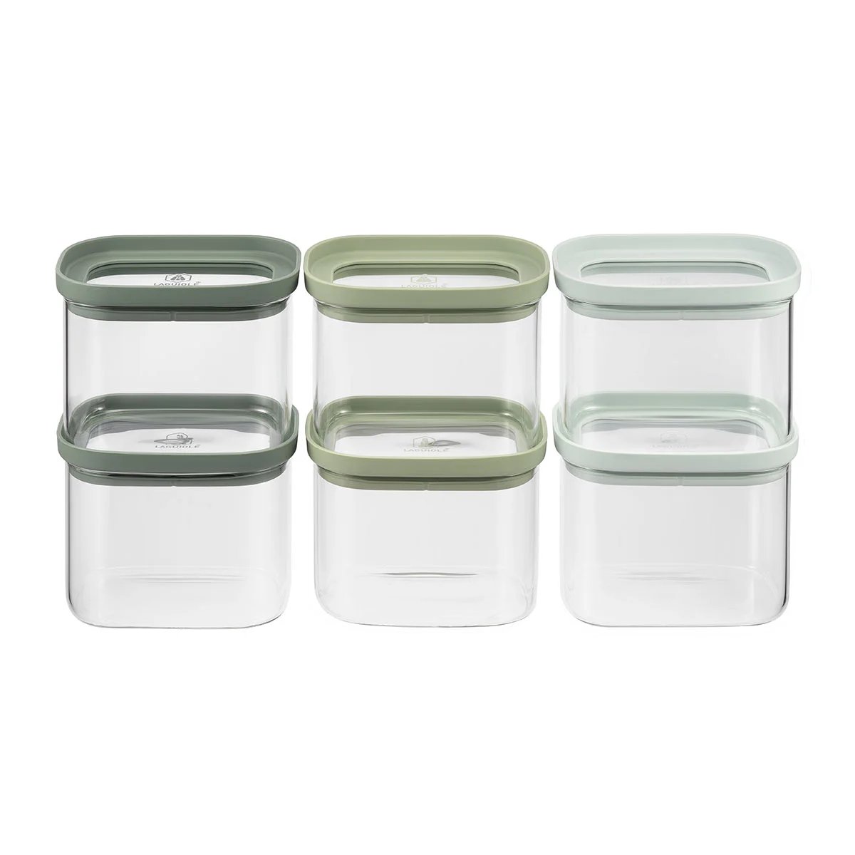 Lot de 6 bocaux en verre 600 ml - Pure vert, LAGUIOLE CUISSON