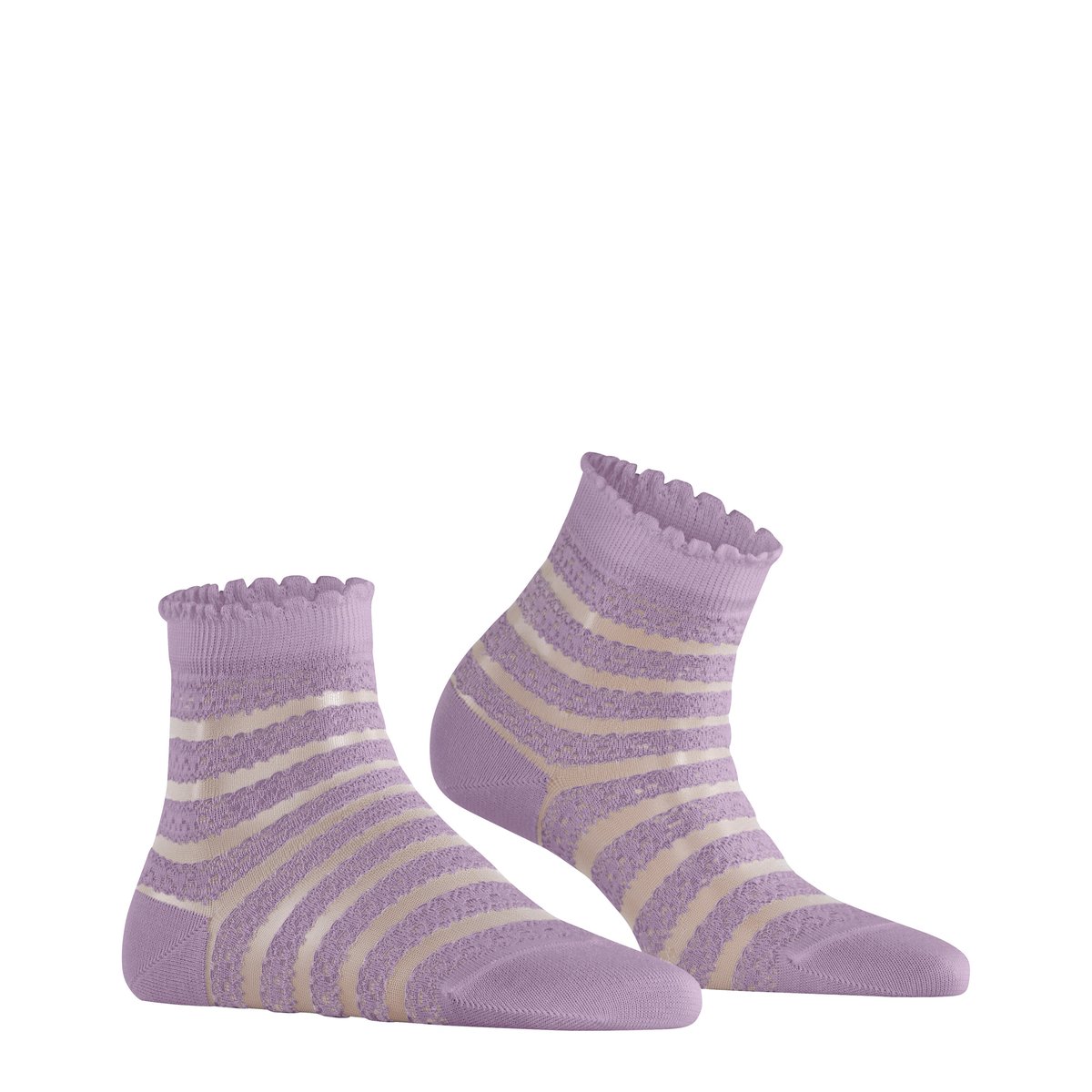 Chaussettes Border Lace Semi-opaque misty lila (8972), FALKE