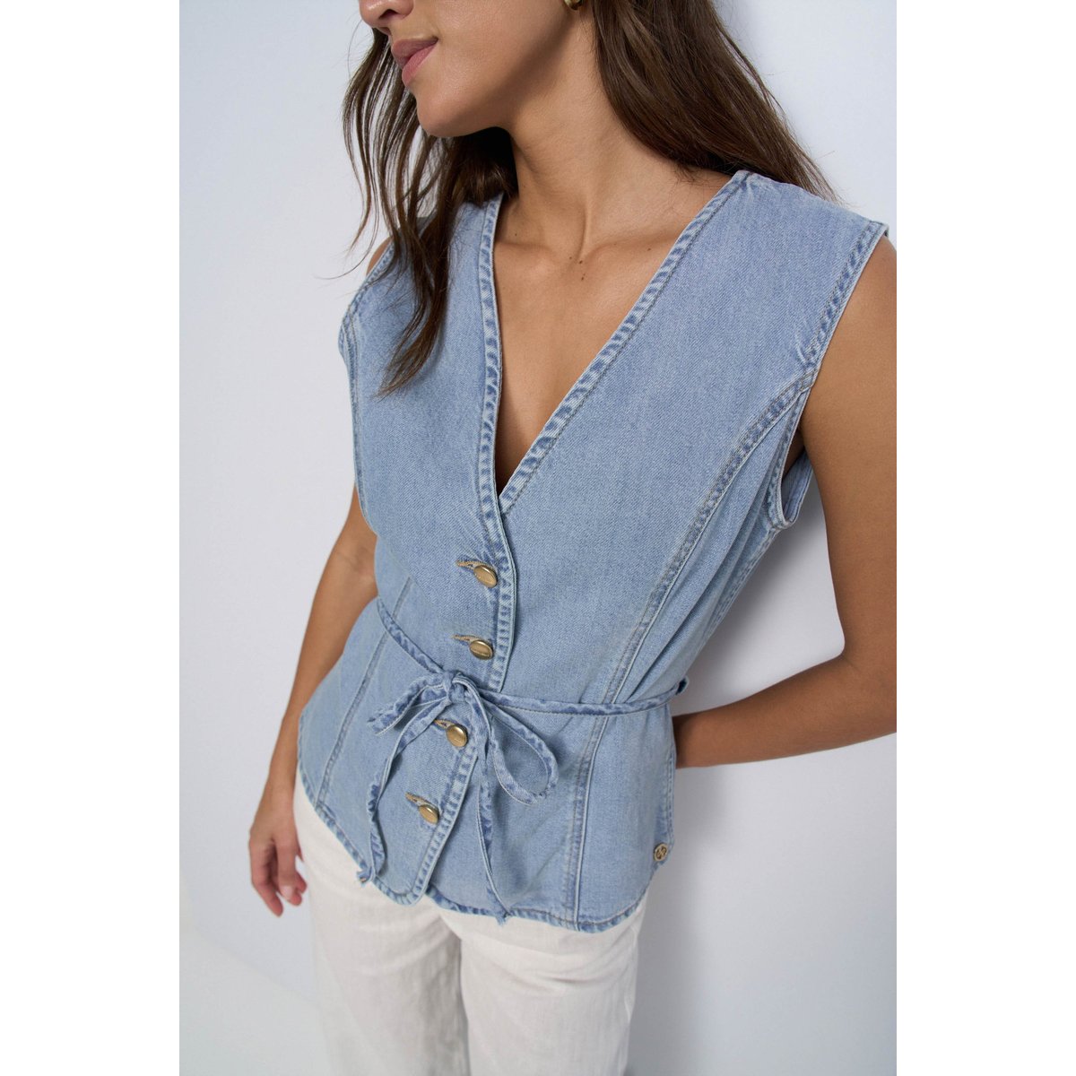 GILET EN LIGHTDENIM bleu turquoise, SALSA JEANS