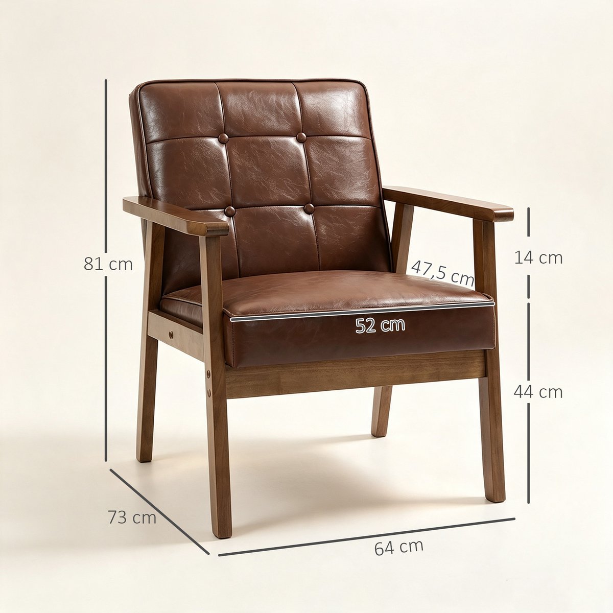 Accent Chair PU Marron marron, HOMCOM