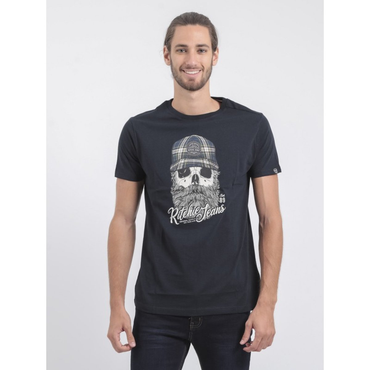 T-shirt Col Rond Pur Coton Jumax bleu marine, RITCHIE