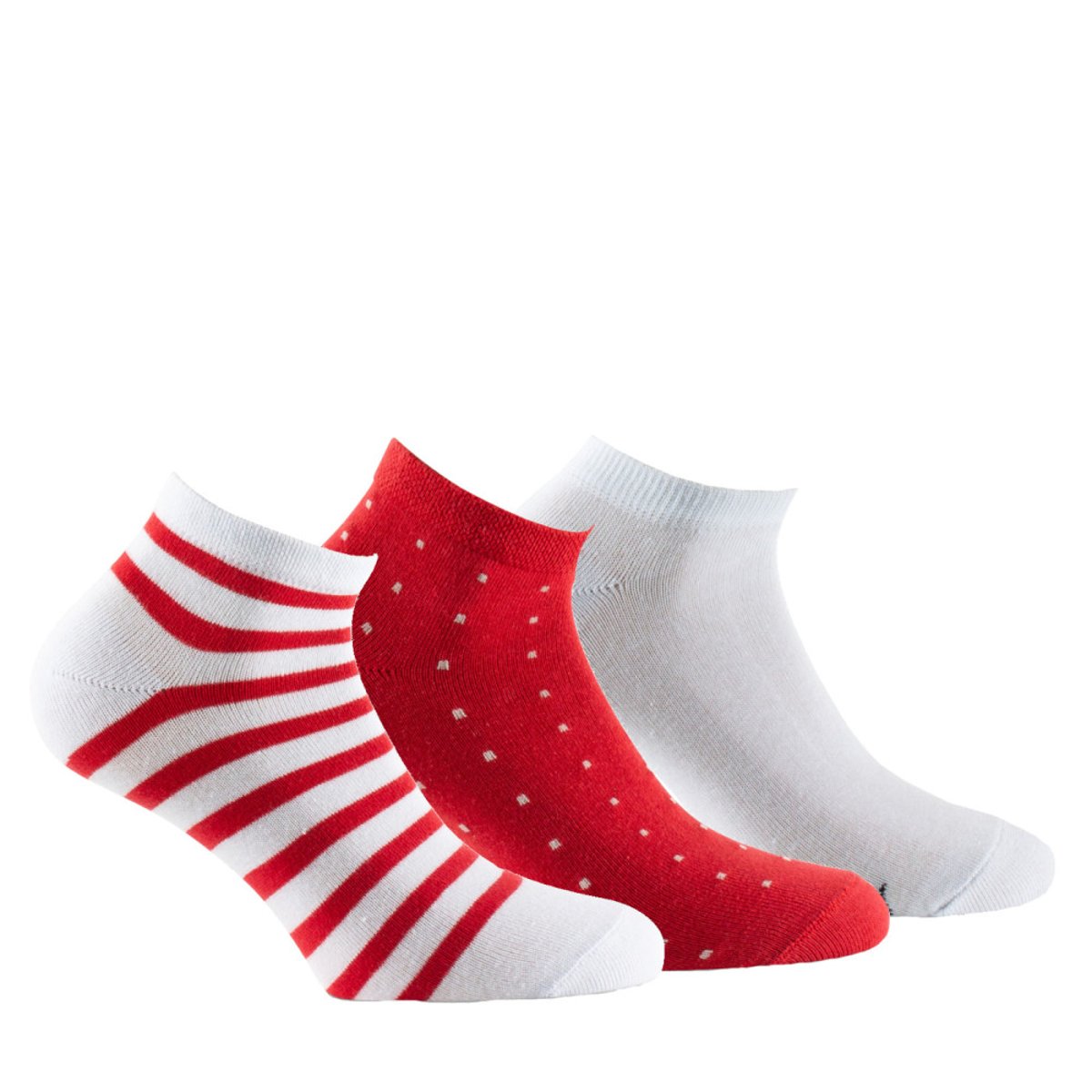 Lot de 3 paires de chaussettes courtes en coton 'Marin' rouge, KINDY