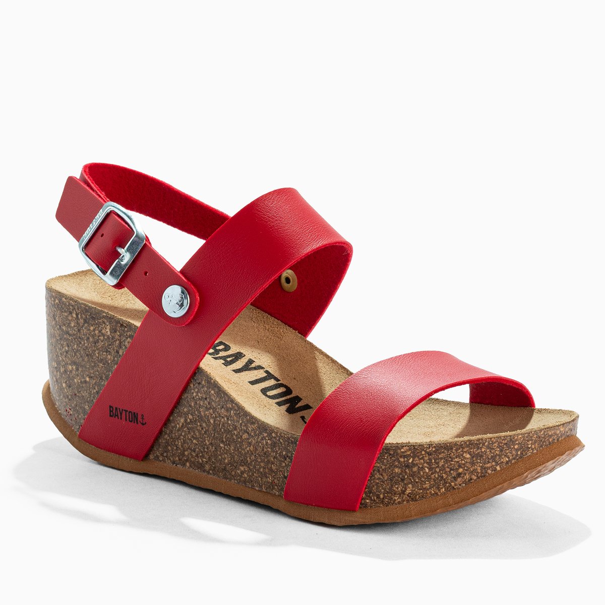 Sandales compensées SELENE rouge, BAYTON