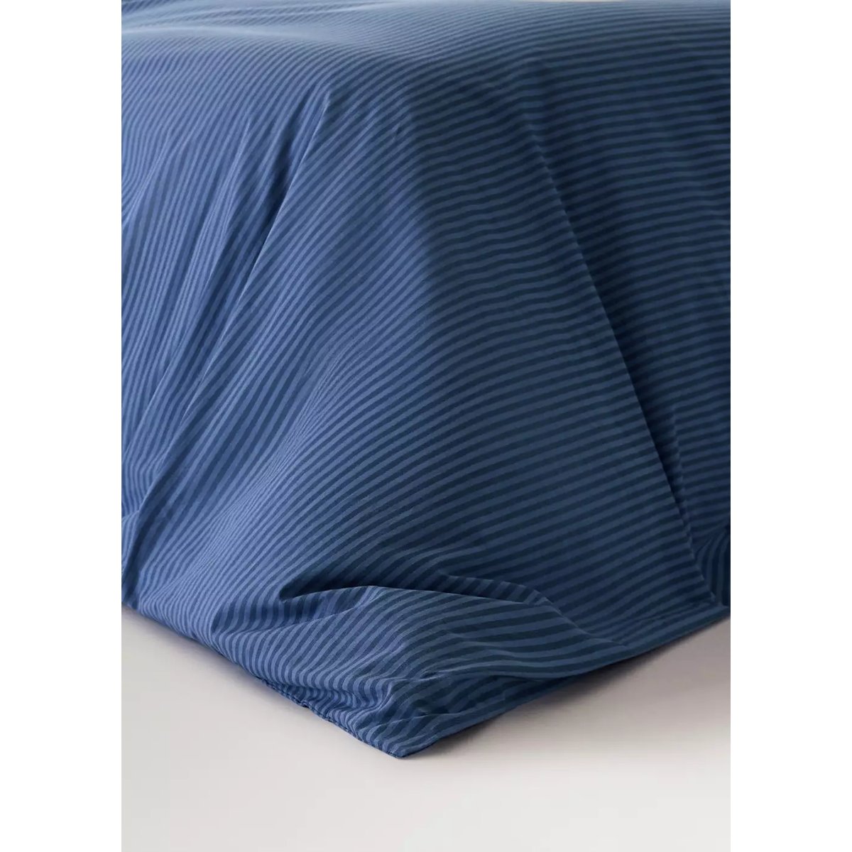 Housse de couette percale de coton 200 fils imprimé rayures fines kodak lit 135/140 cm bleu indigo, MANGO HOME