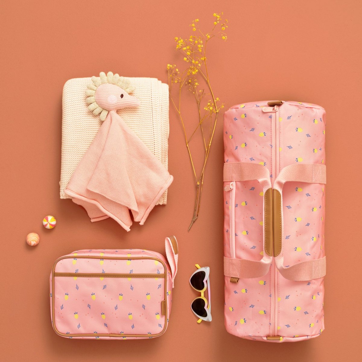 Sac week-end rose, jaune, bleu, FRESK