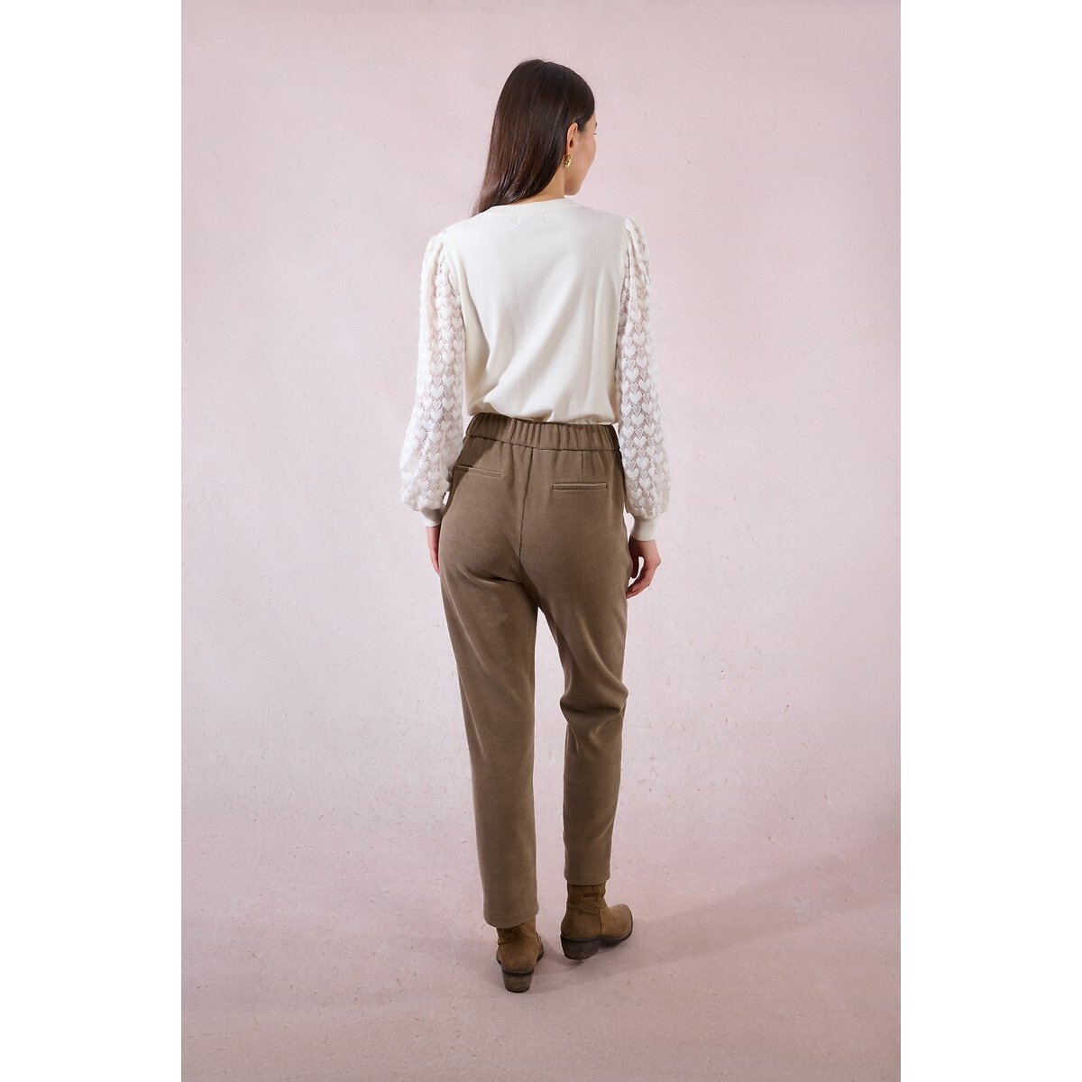 Velour Carrot Trousers khaki, MOLLY BRACKEN