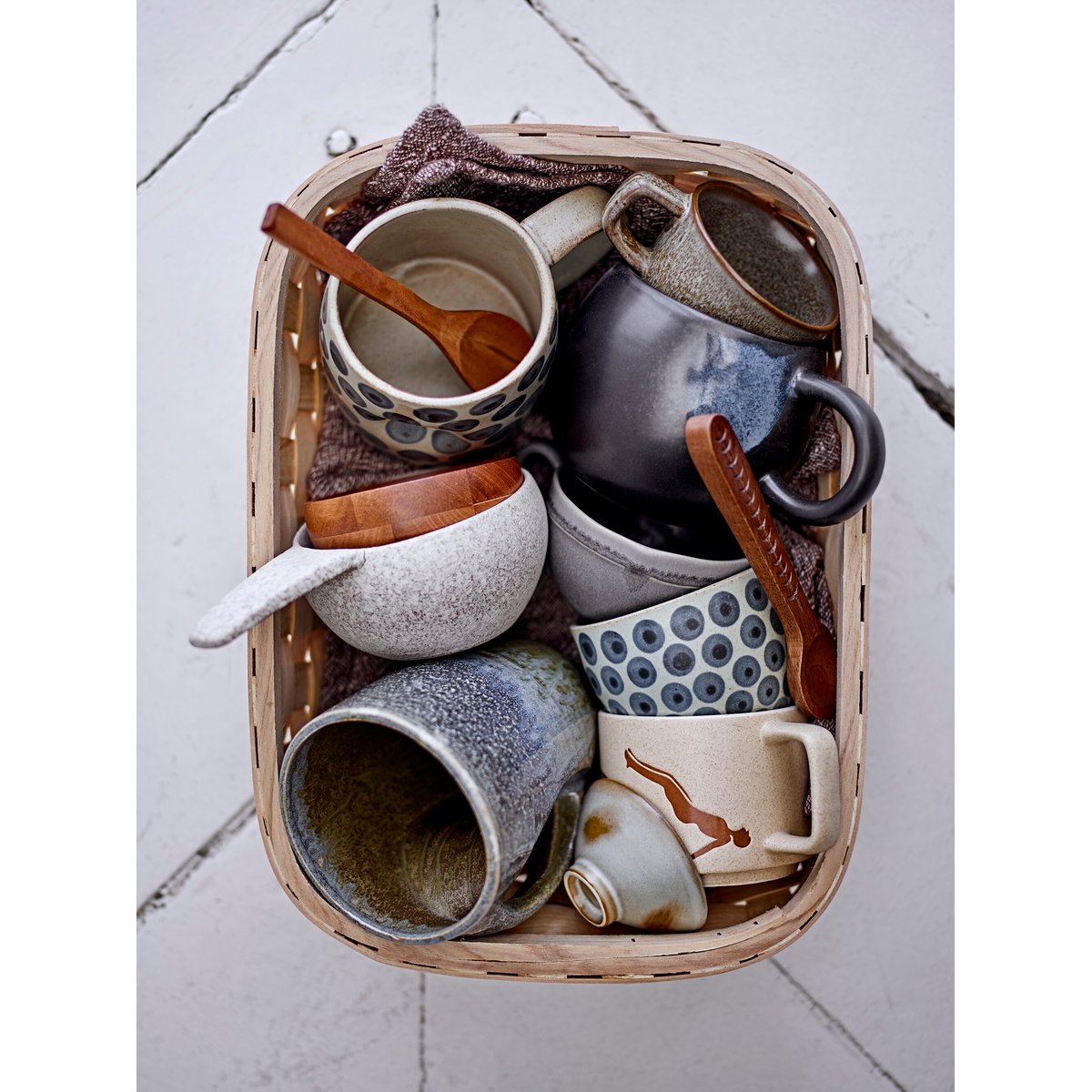 Lot de 2 mugs en grès HARLOW beige, BLOOMINGVILLE