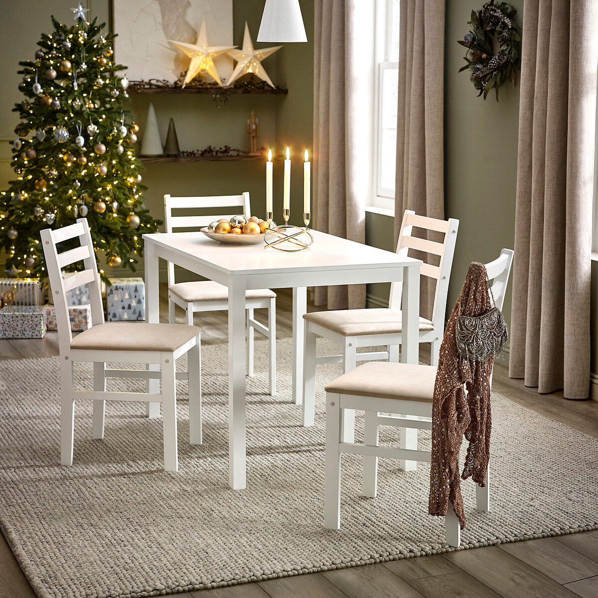 Keaton Rectangular Dining Table & Chairs Set (Seats 4) white, SO'HOME