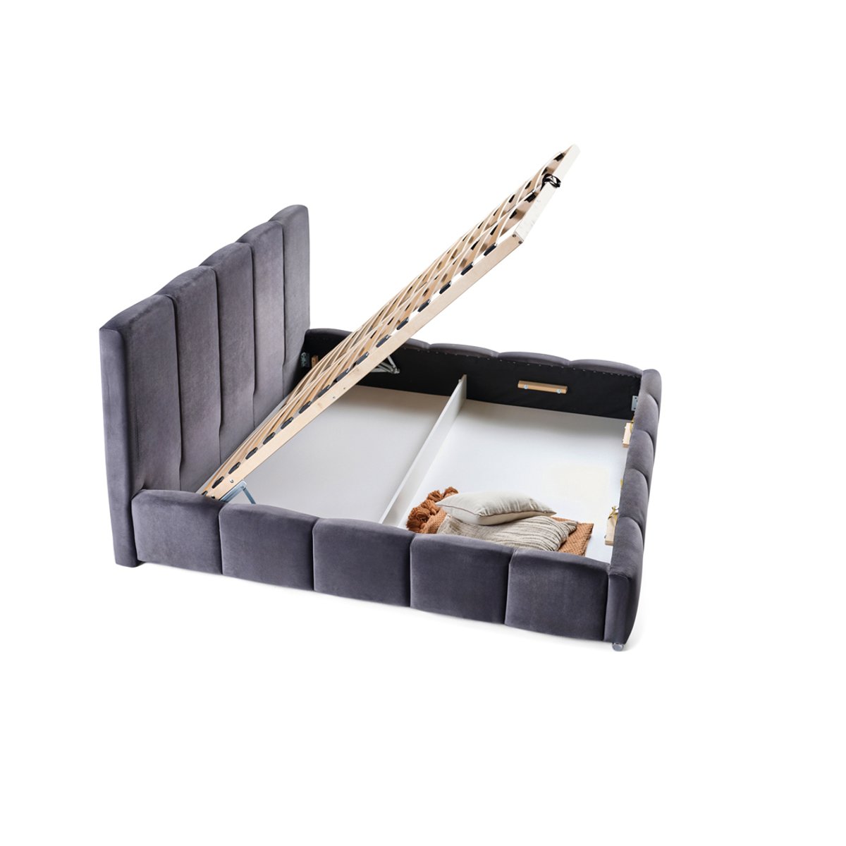 Lit coffre - TORREON gris foncé, BEST MOBILIER