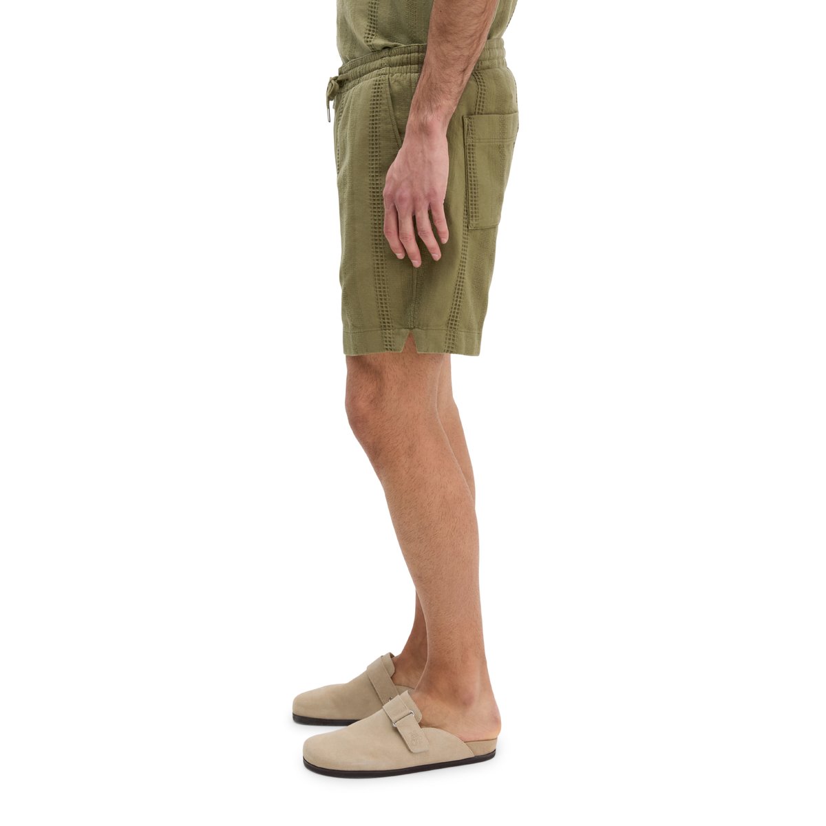 Short modèle Arik Jogger avec mélange de structures jacquard vert foncé, MARC O'POLO