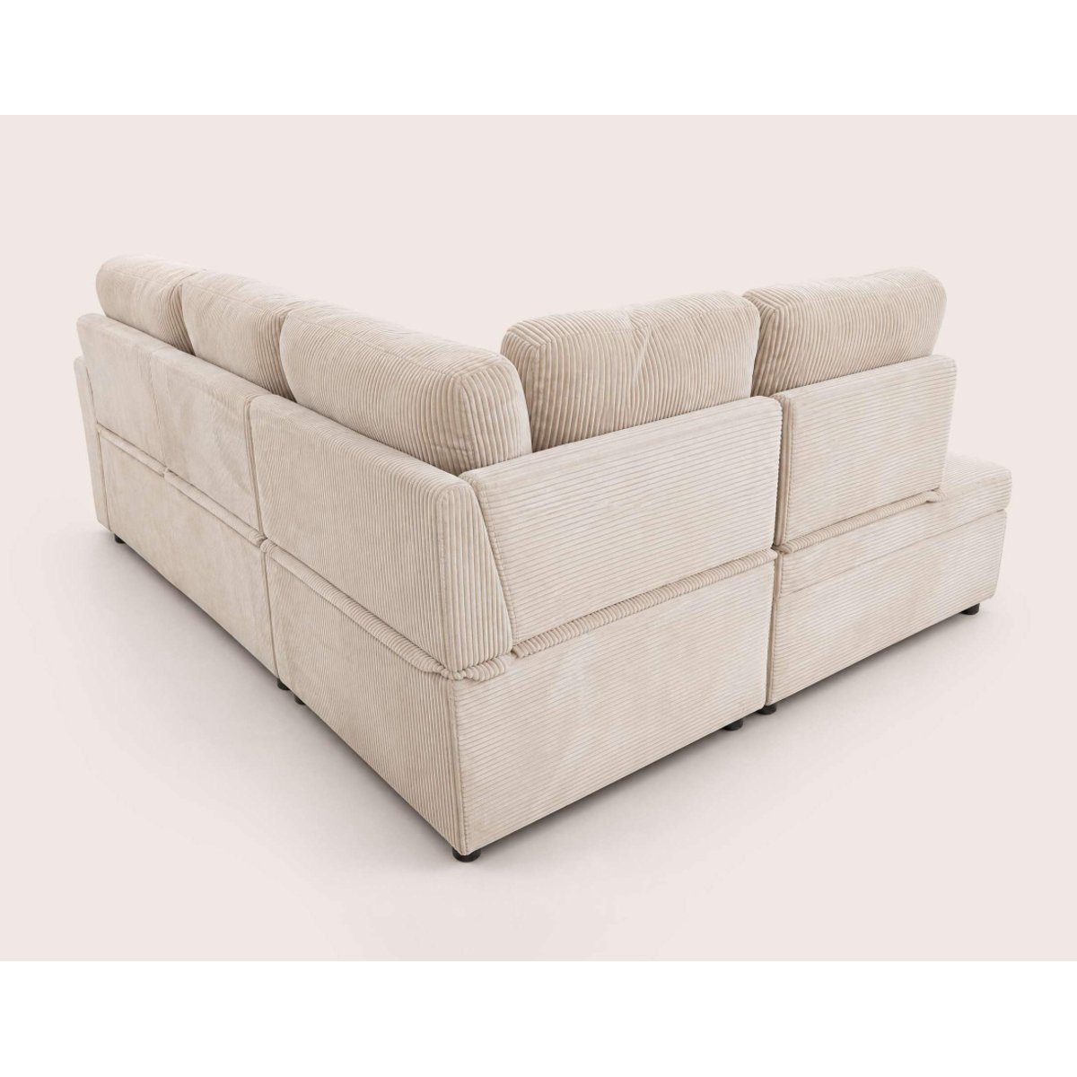 Canapé d'Angle Convertible en Velours côtelé 5 places - MEIYA beige, BEST MOBILIER