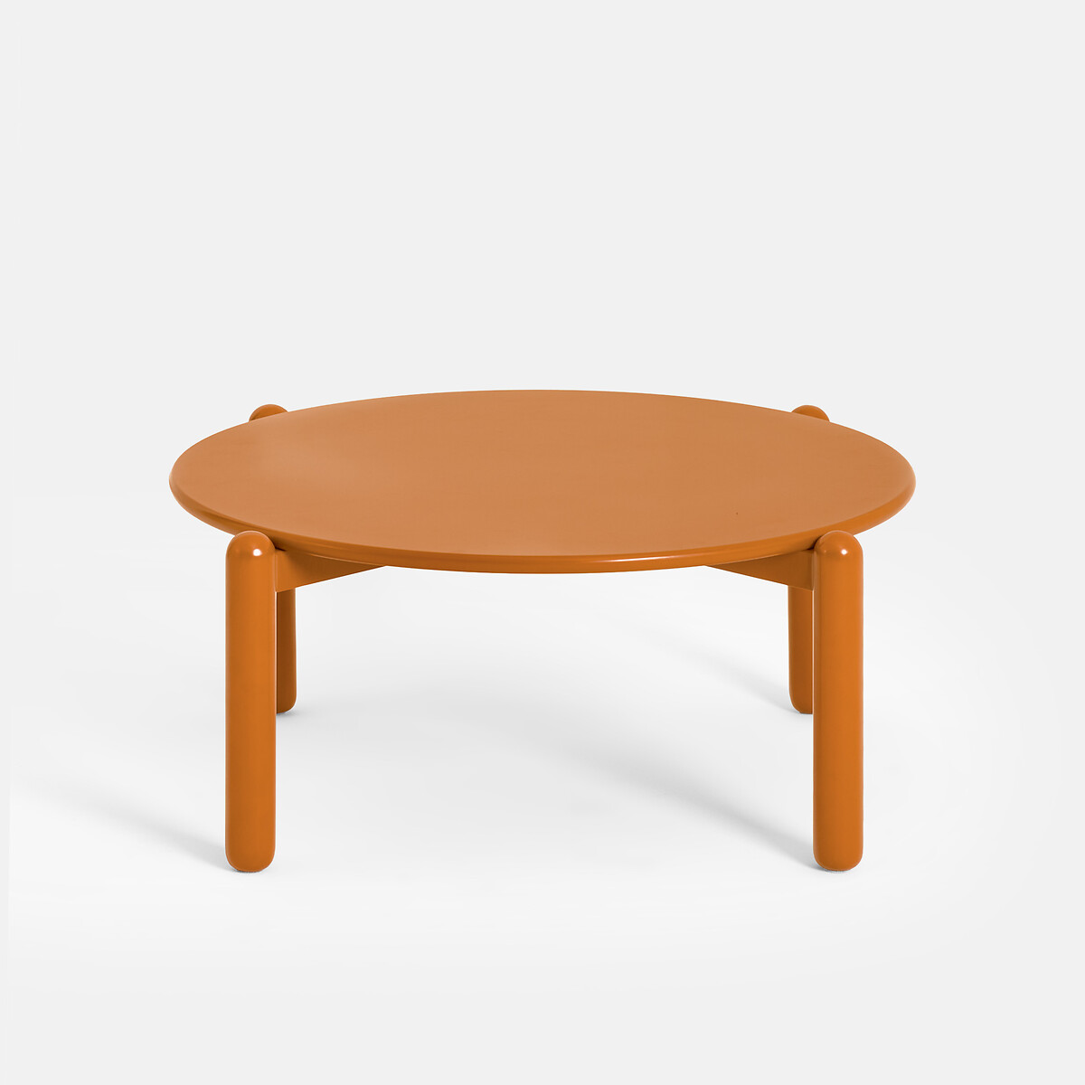 Tavolino rotondo, in faggio massiccio e impiallacciato rovere, diametro 74 cm, COLOQUO bronzo, LA REDOUTE INTERIEURS