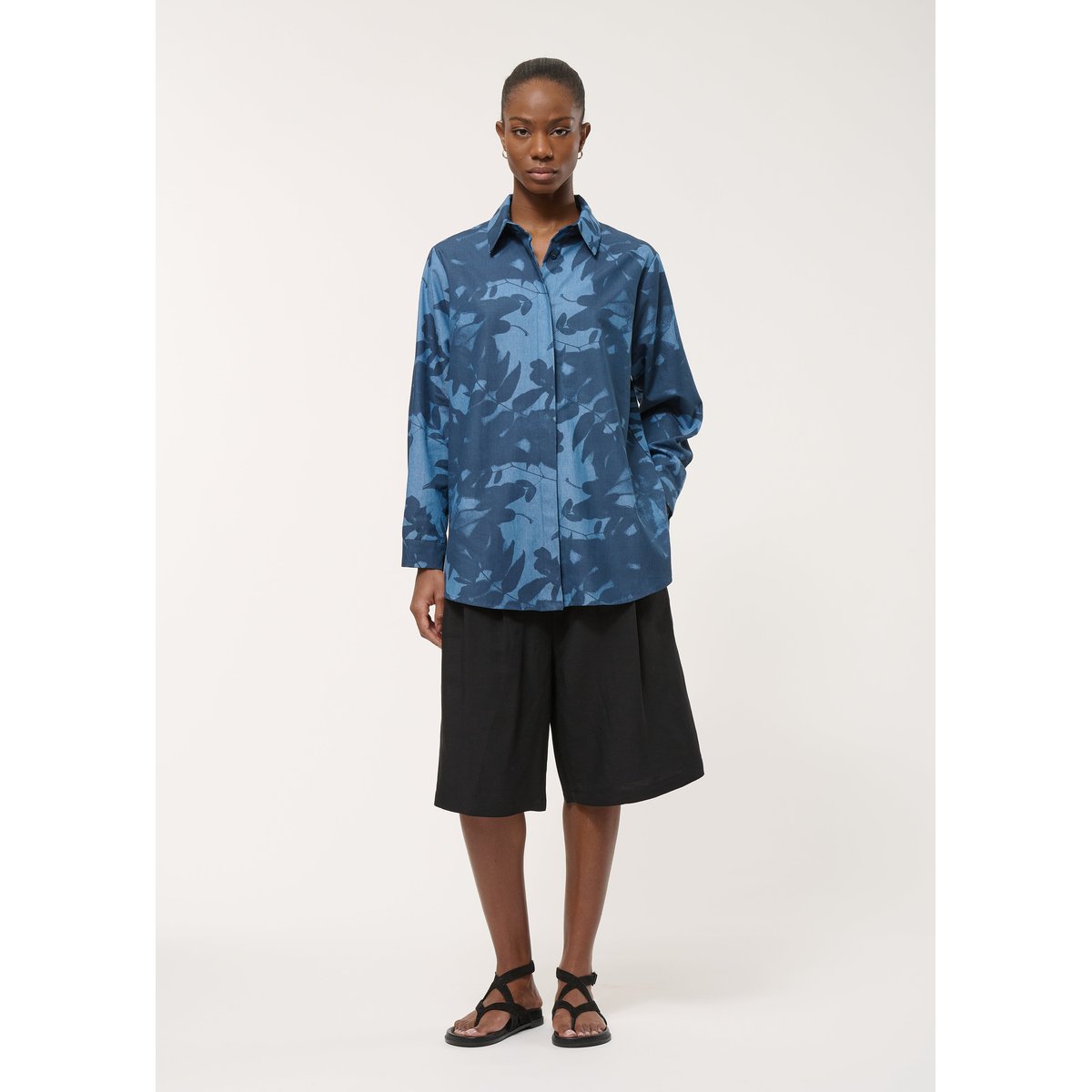 Chemise oversize imprimée navy/denim, HUMILITY
