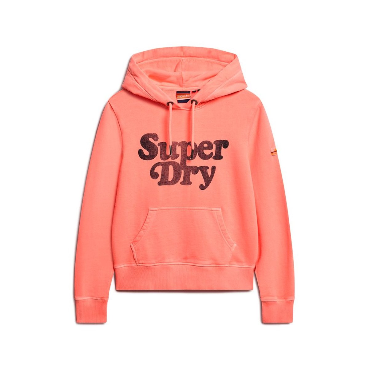 Sweat à capuche à logo ton sur ton Cooper corail pastelline, SUPERDRY