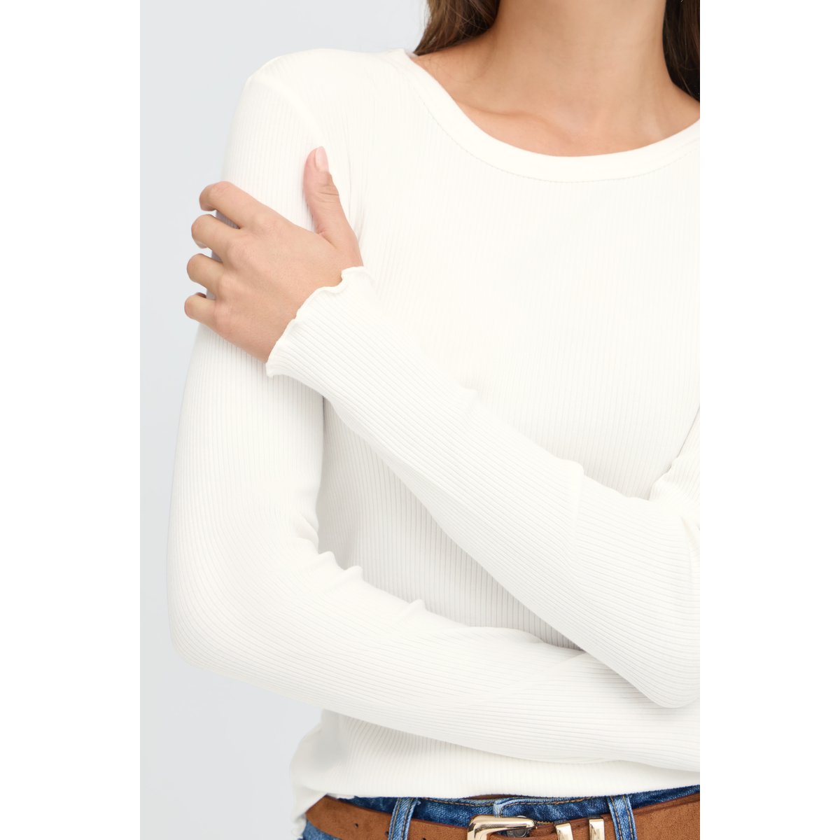 T-shirt à manches longues blanc marshmallow, B.YOUNG