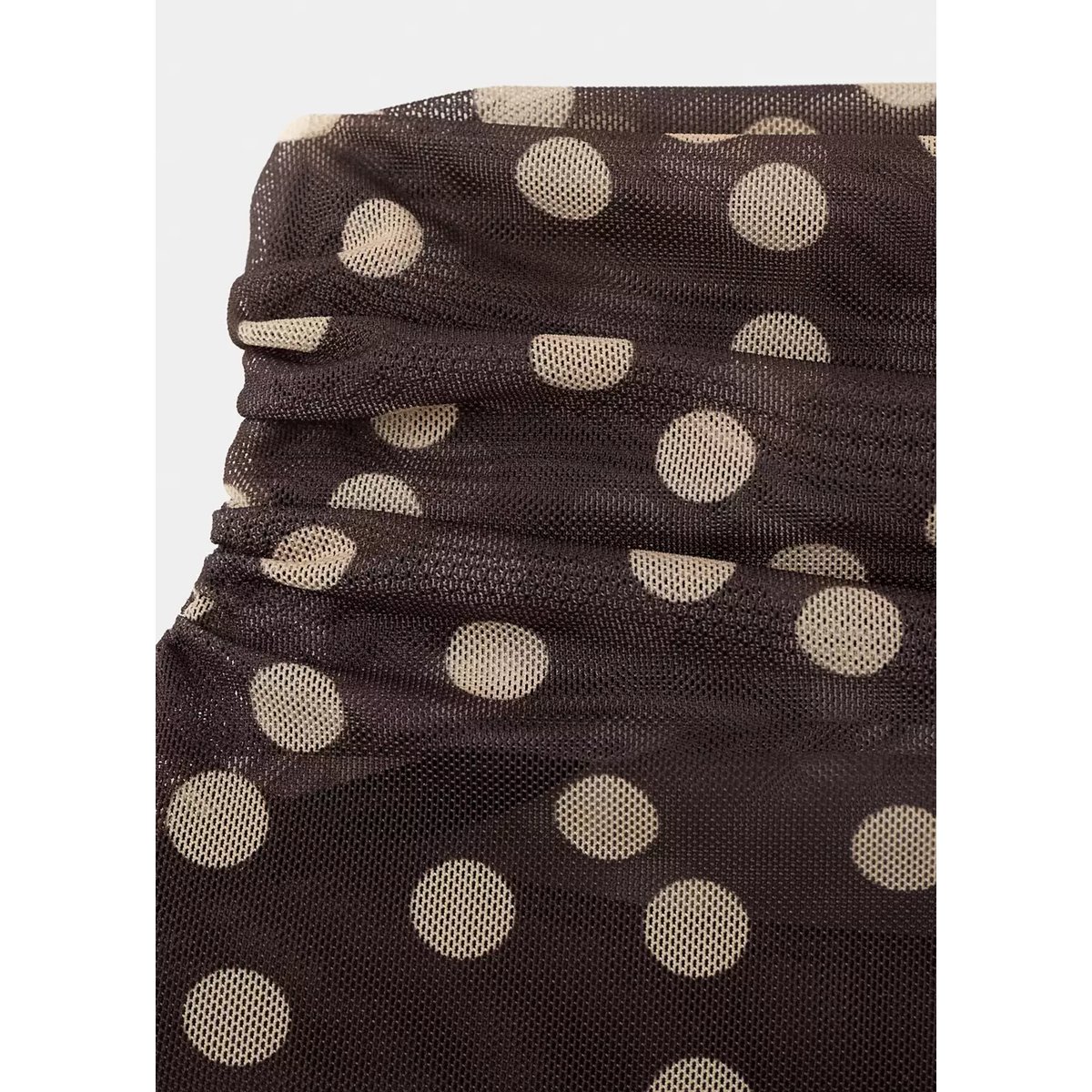 T-shirt froncé à pois marron, MANGO
