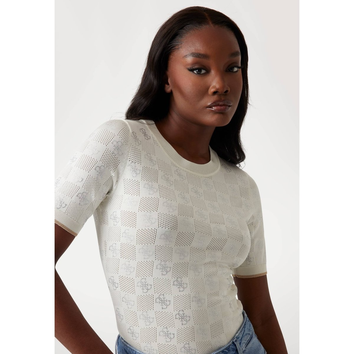 Pull Logo 4G blanc, GUESS