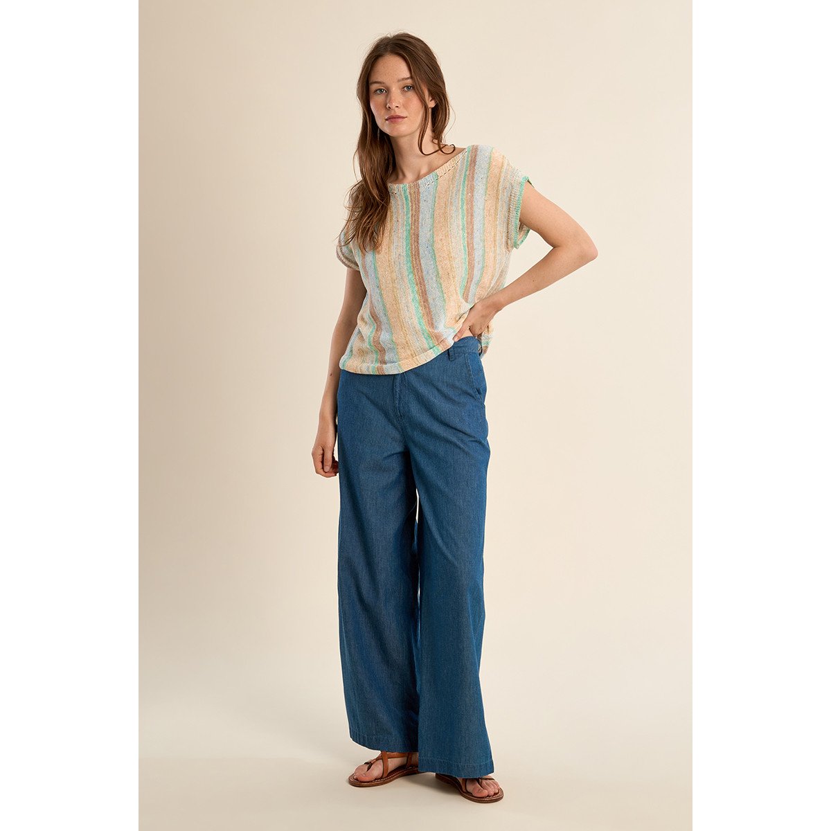 T-shirt en maille, rayé multicolore green/blue, MOLLY BRACKEN