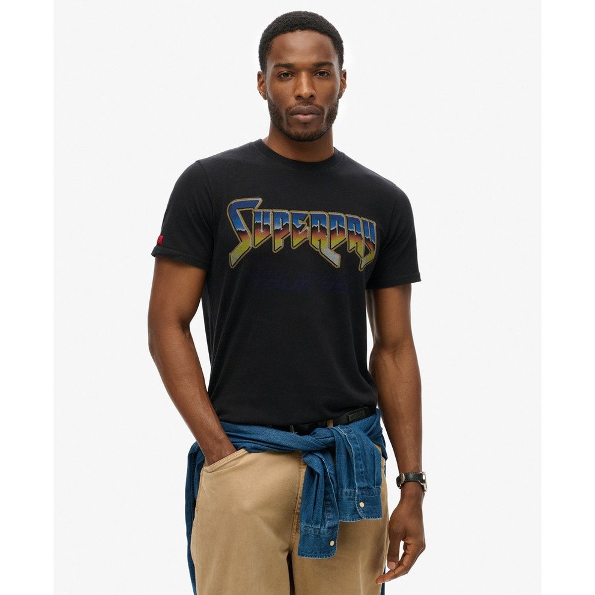 T-shirt à motif groupe de rock noir, SUPERDRY