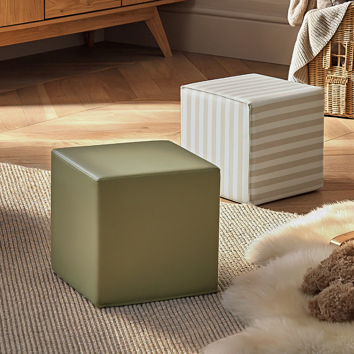 Soft Play 2-Piece Block Set green striped, CUDDLECO