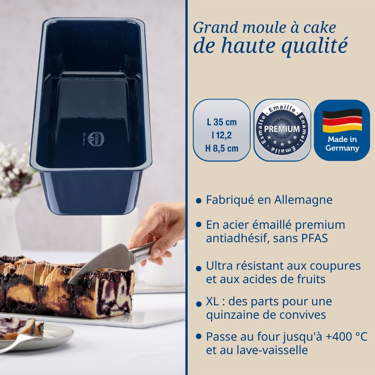 Lot de 2 moules à gâteaux 35/35 cm en acier BACK-LIEBE bleu, DR OETKER