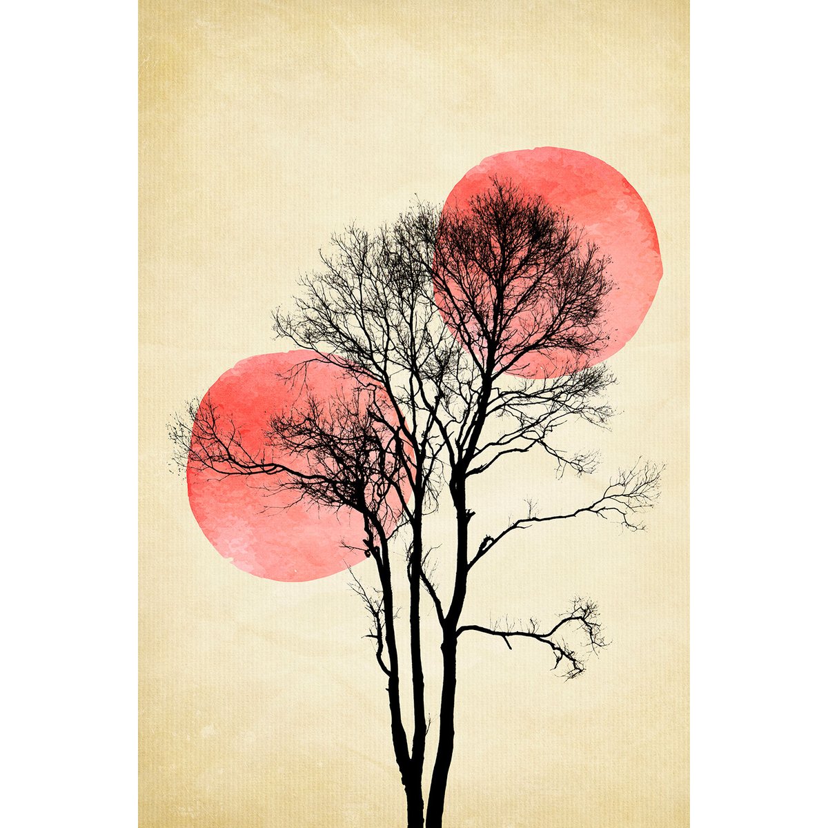 Tableau abstrait lune et soleil d'hiver tableau alu dibond, HEXOA