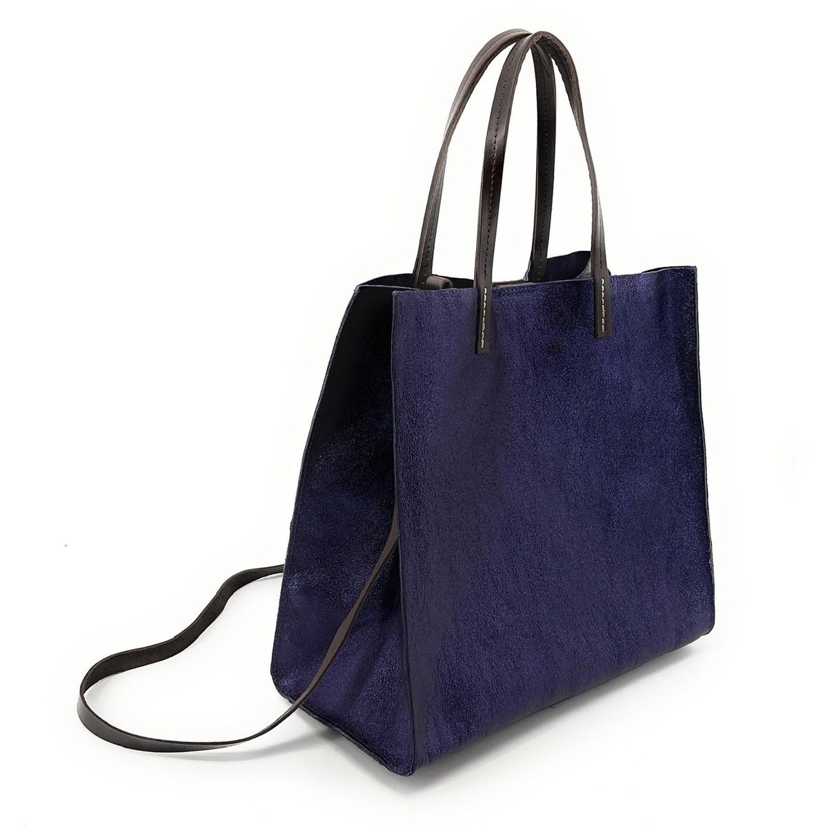 Sac à main en cuir italien SILVER bleu foncé, OH MY BAG