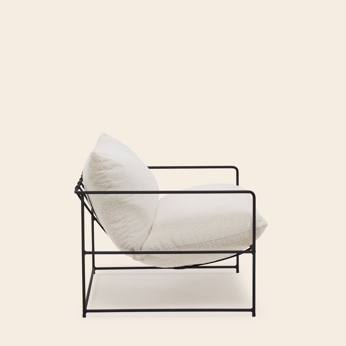 Fauteuil en Structure métal et tissé Glory ALCENO sym écru bouclé, MADURA