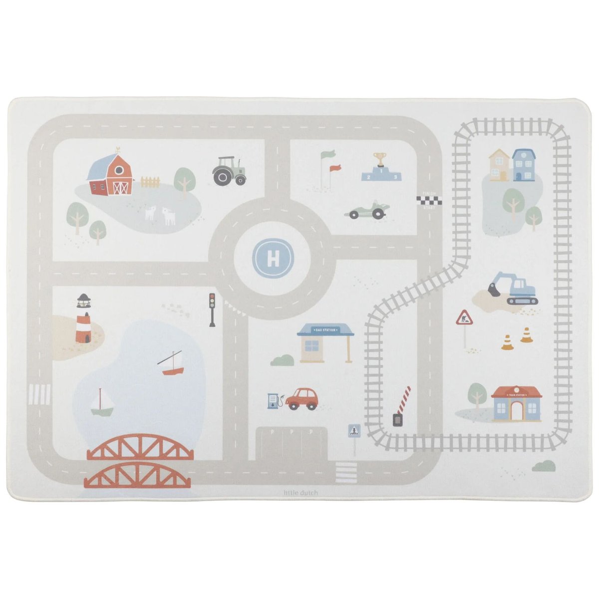 Tapis de jeu et circuit de voitures multicolore, LITTLE DUTCH