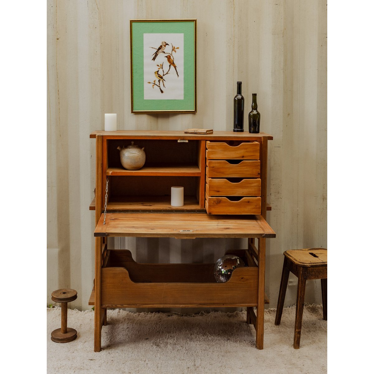 Secrétaire vintage en bois Honoré N°179 - Bon état bois clair, DEBONGOUT