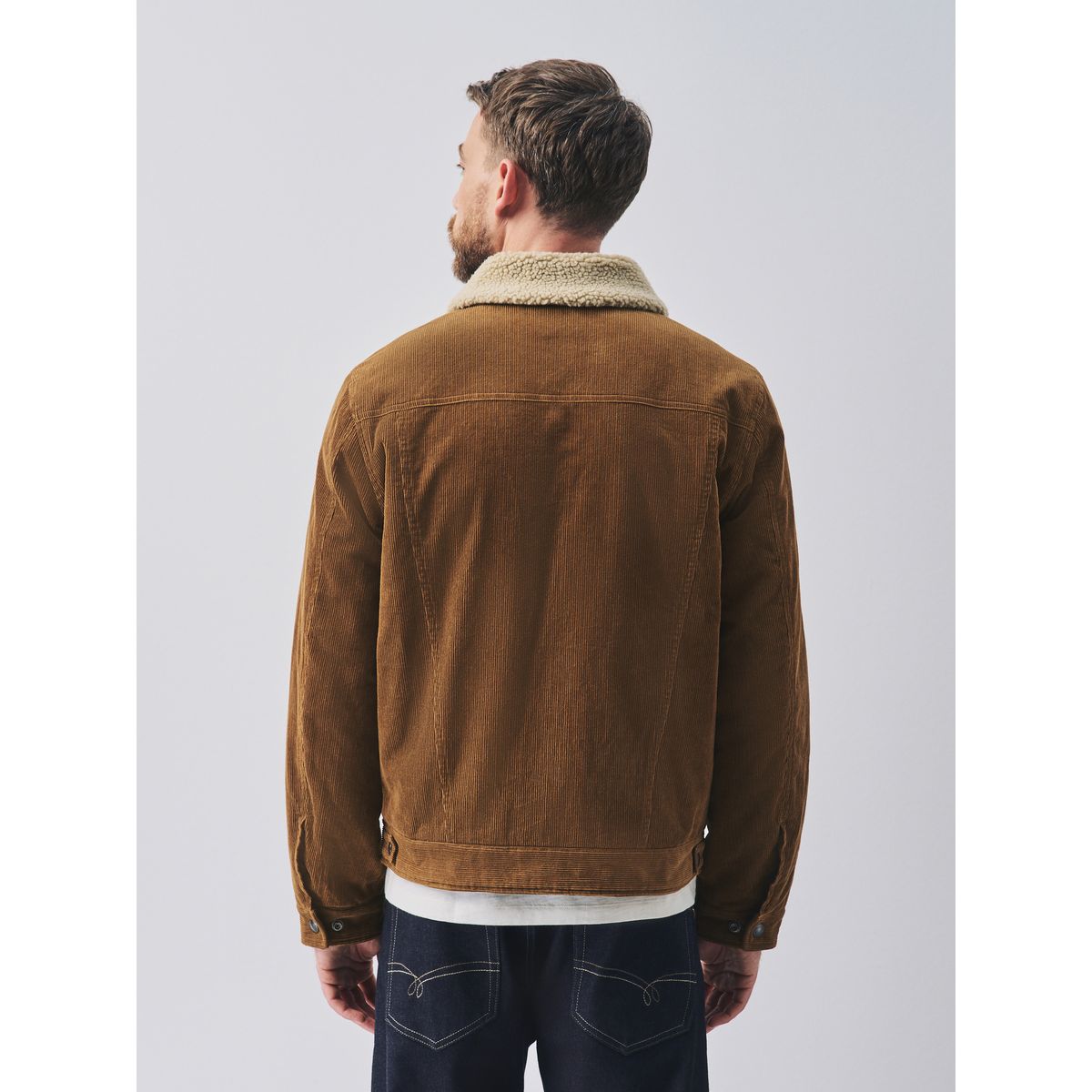 Veste camionneur velours côtelé/peau lainée marron fauve, NEXT