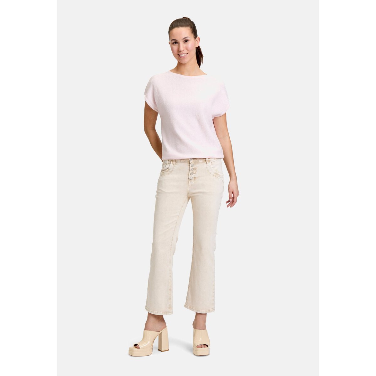 T-Shirt avec structure manches courtes rose dust melange, CARTOON