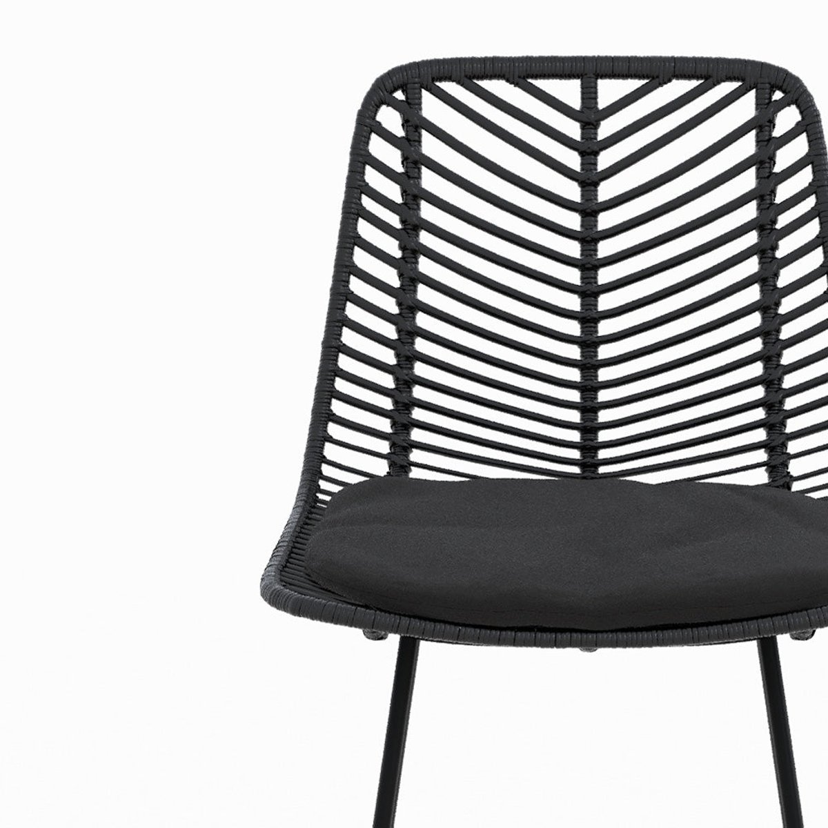 Lot de 2 chaises pour îlot central 66 cm en rotin - TAMARA noir, MAISON PAVANE