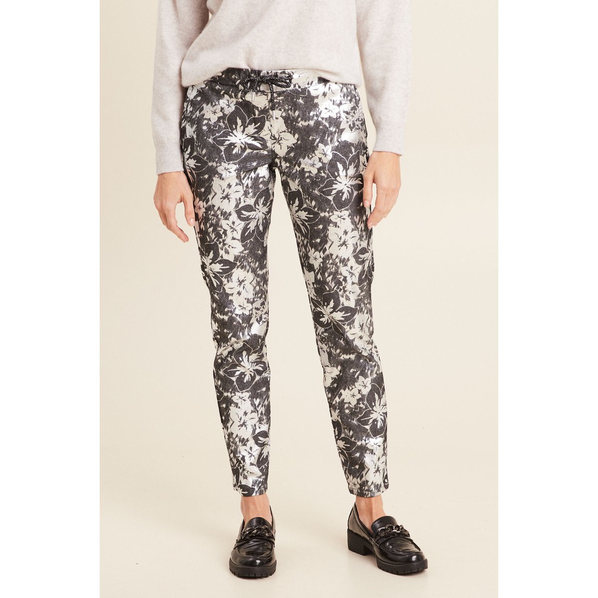 Pantalon ajusté à coulisse noir, BREAL