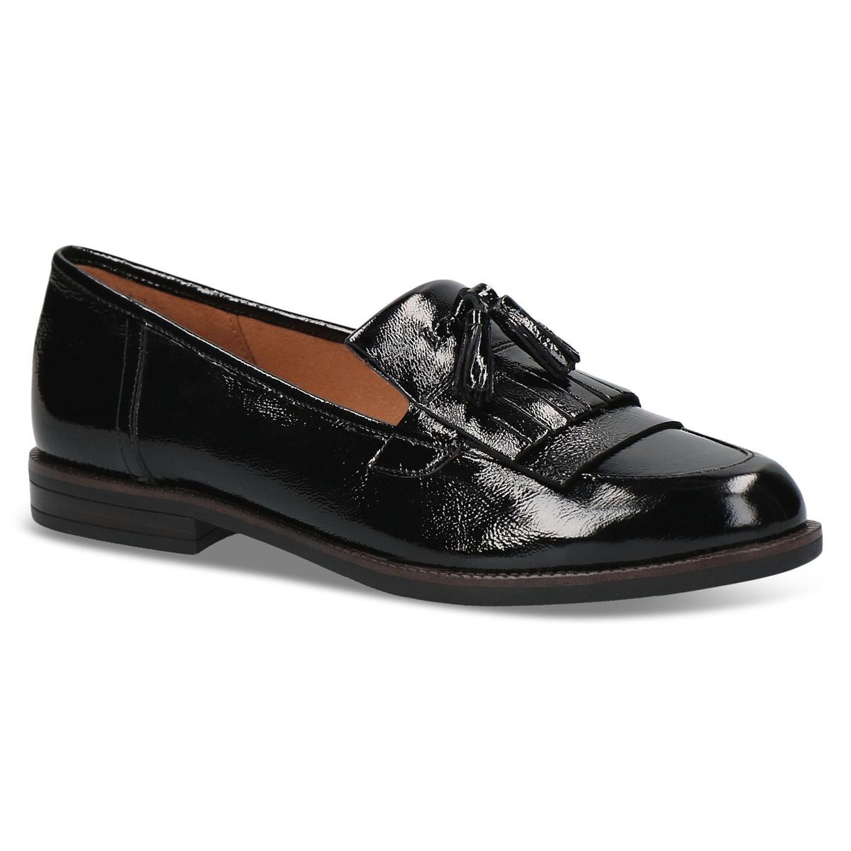 Slipper en cuir noir mat, CAPRICE