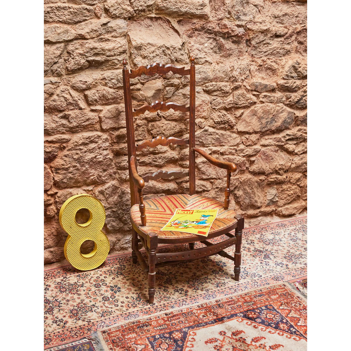 Fauteuil en bois Ernest N°1021 - Bon état bois foncé, DEBONGOUT