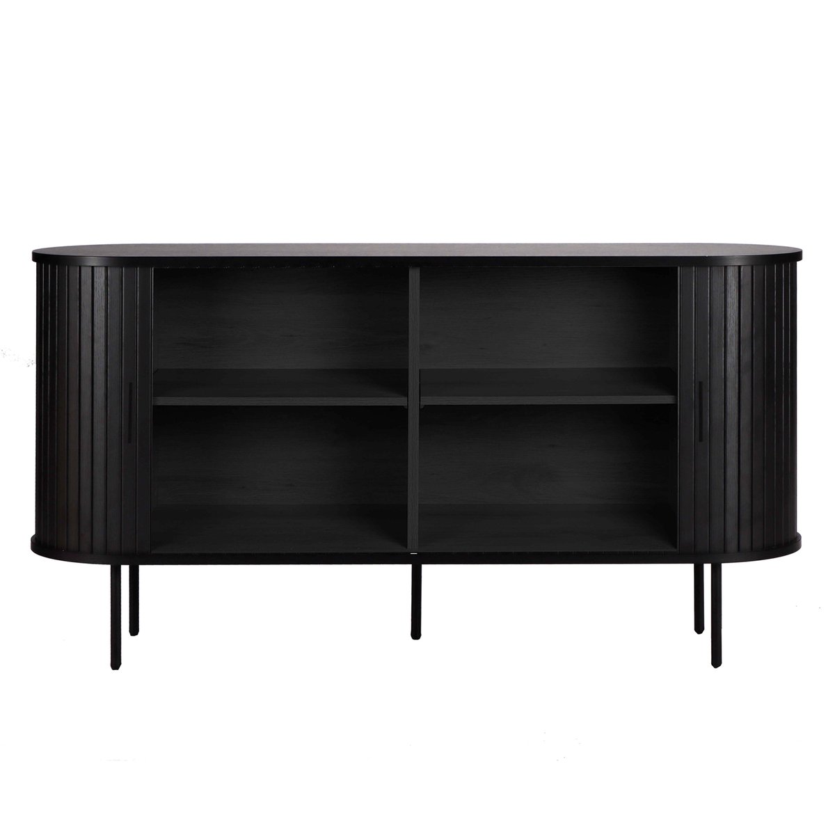 Buffet 2 portes en MDF décor mélaminé et acier 140 cm, MARIUS noir, OVIALA