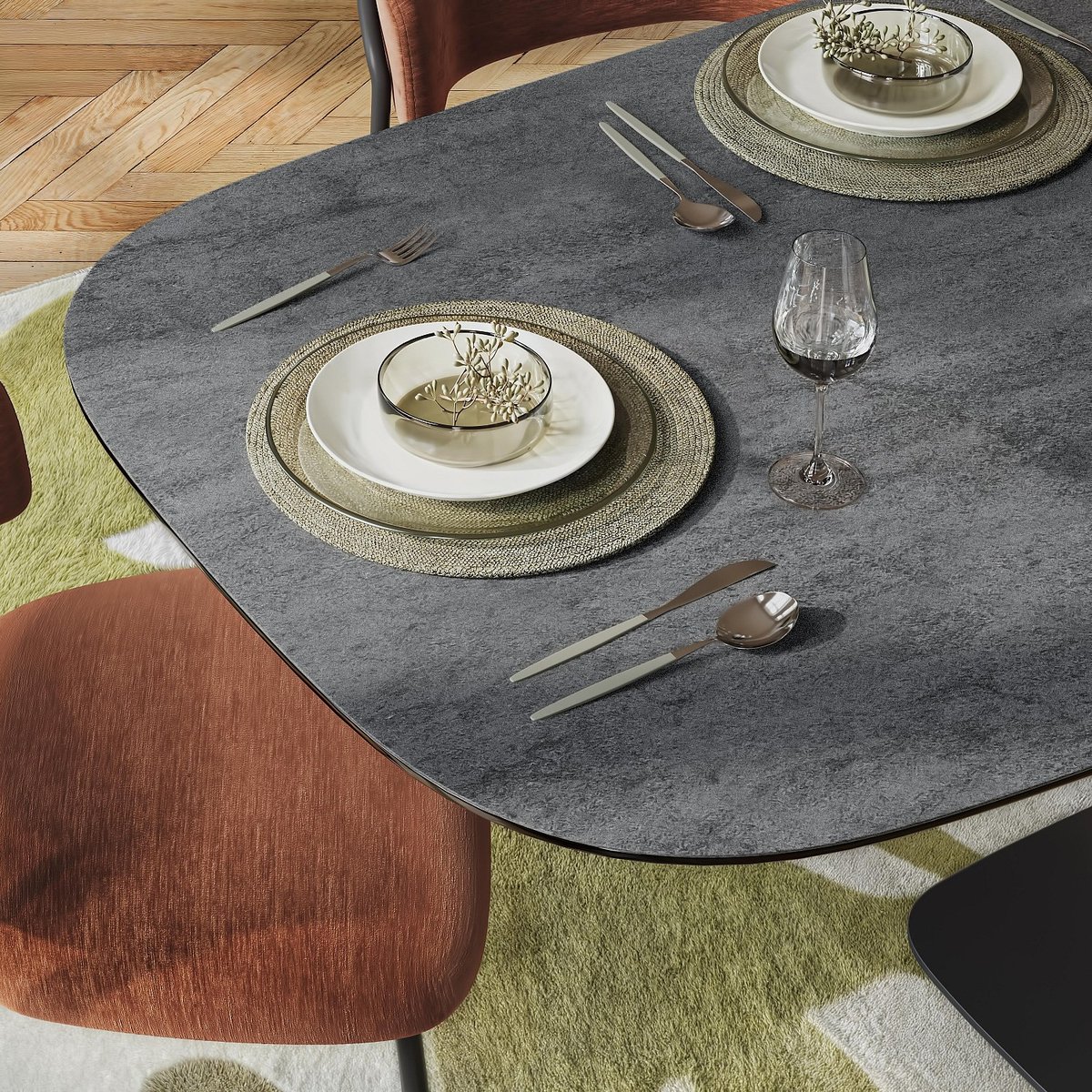 Table à manger céramique PERAMA gris anthracite, HABITAT