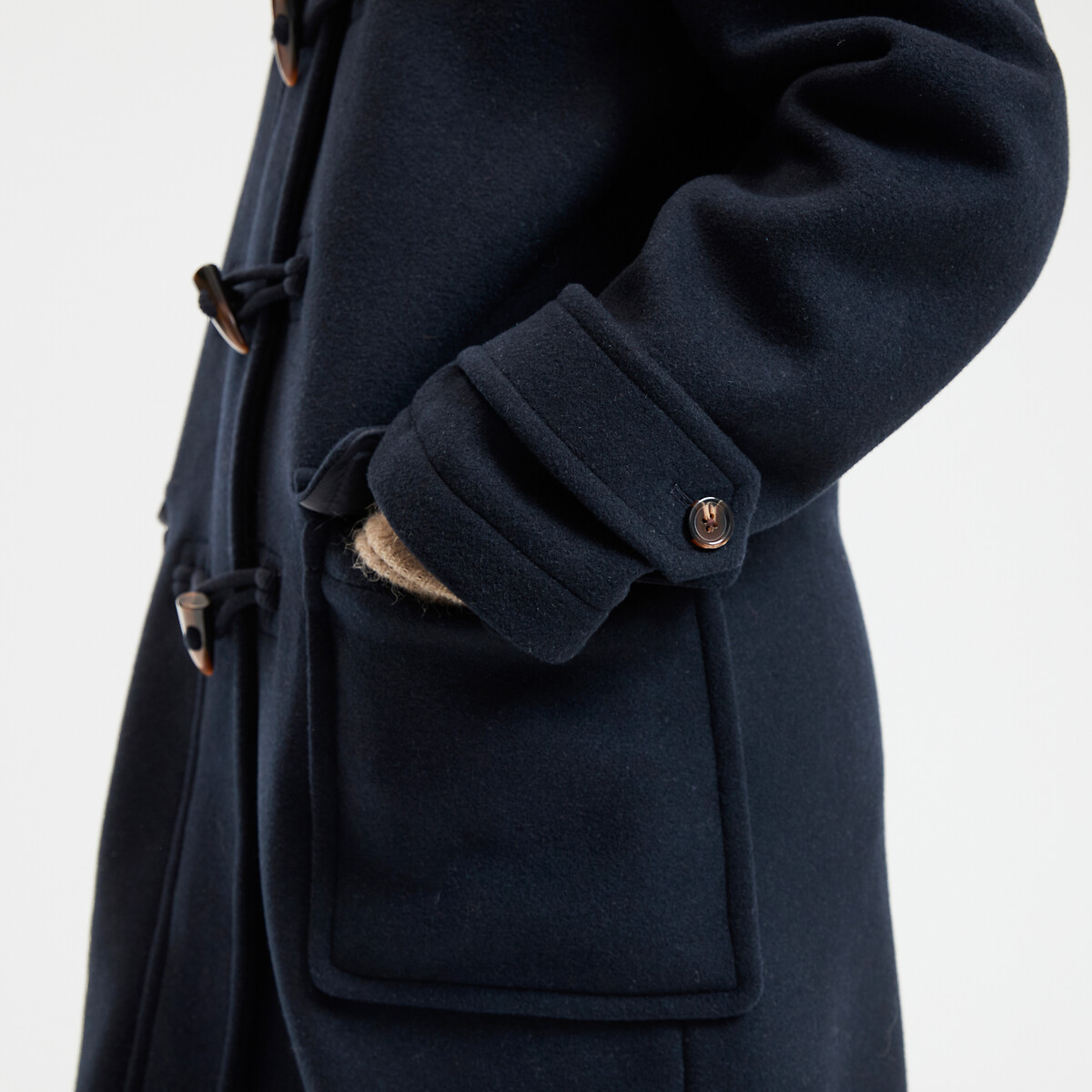 Mid-Length Hooded Duffle Coat navy blue, LA REDOUTE COLLECTIONS