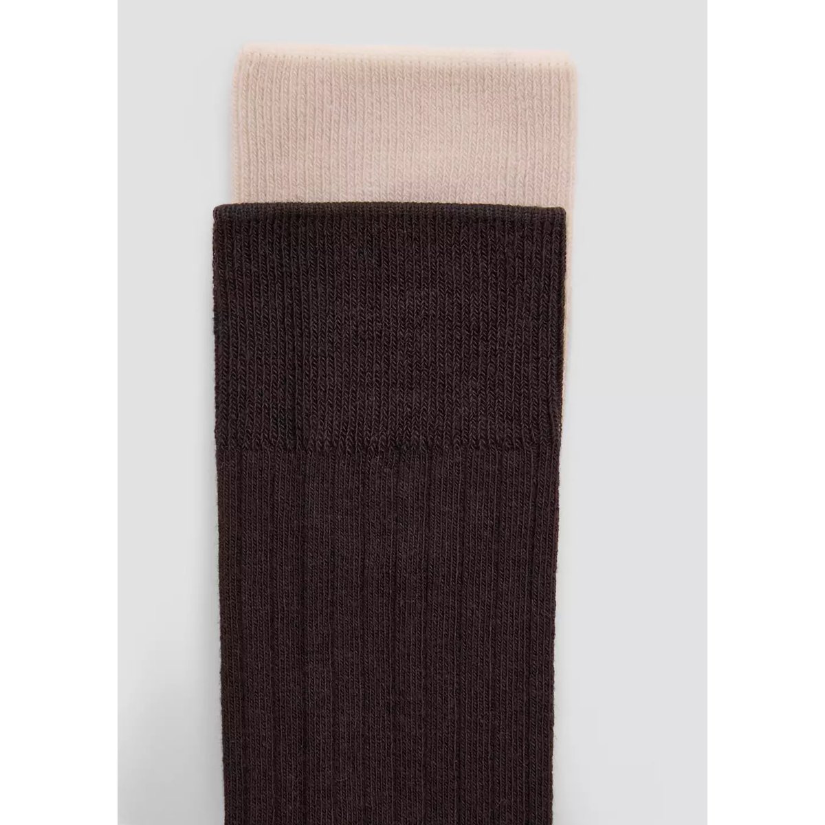 Lot 2 paires de chaussettes côtelées coton marron, MANGO MAN