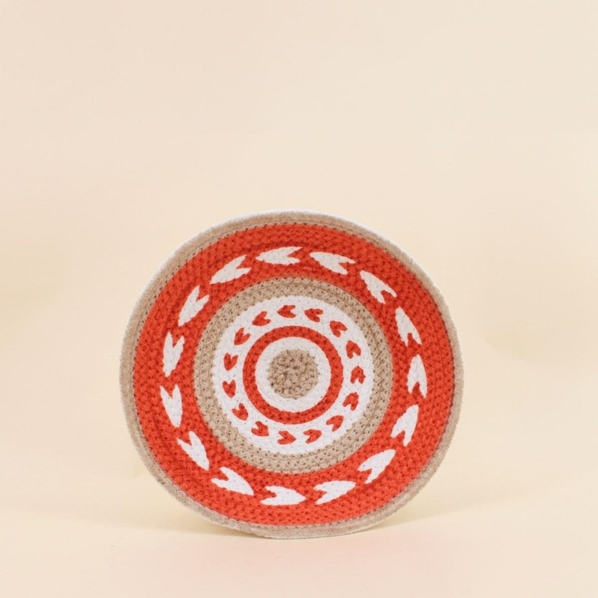 Corbeille murale ronde en corde imprimée 30cm terracotta, ORNAMI