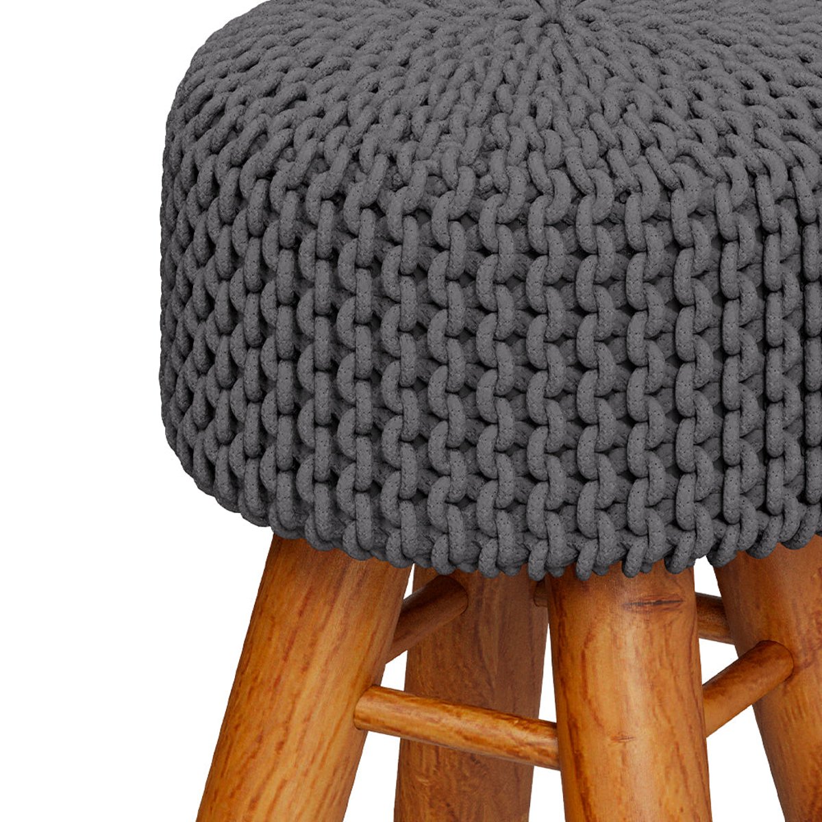 Petit tabouret tricot - LISA gris foncé, MAISON PAVANE