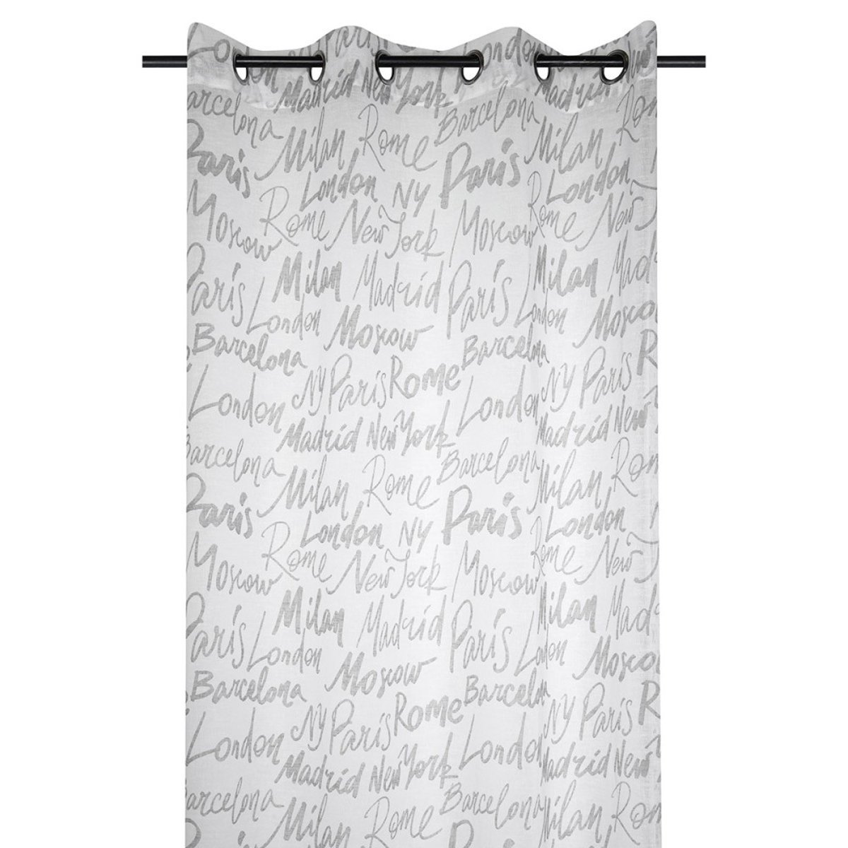 Voilage à œillets 140x260 Capitales blanc blanc, DECORATIE