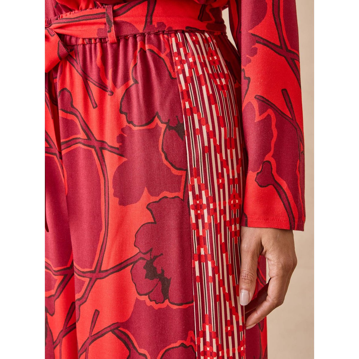 Pantalon fluide coupe large imprimé rouge, DAXON