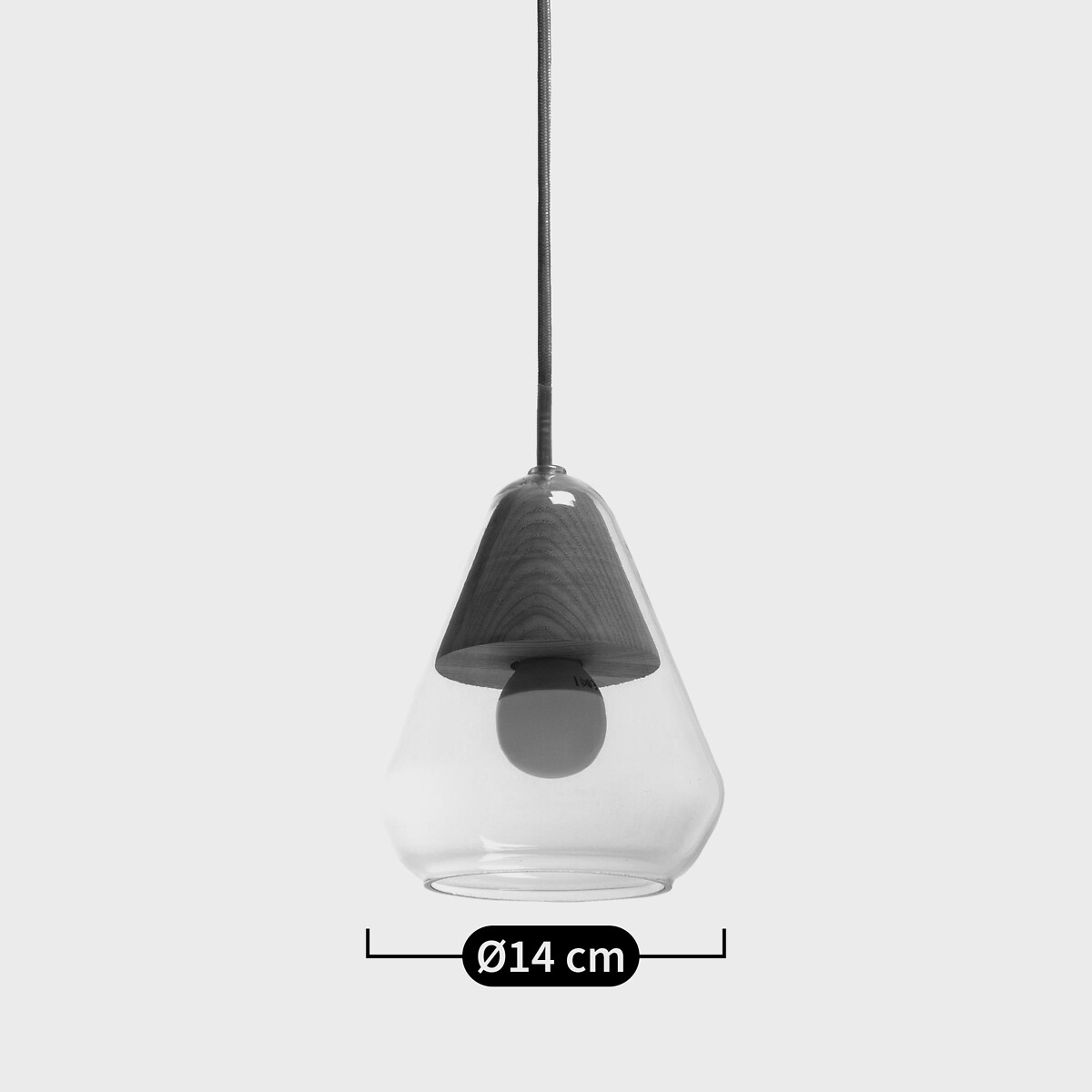 Suspension verre et bois Ø14 cm, Nasoa naturel, LA REDOUTE INTERIEURS