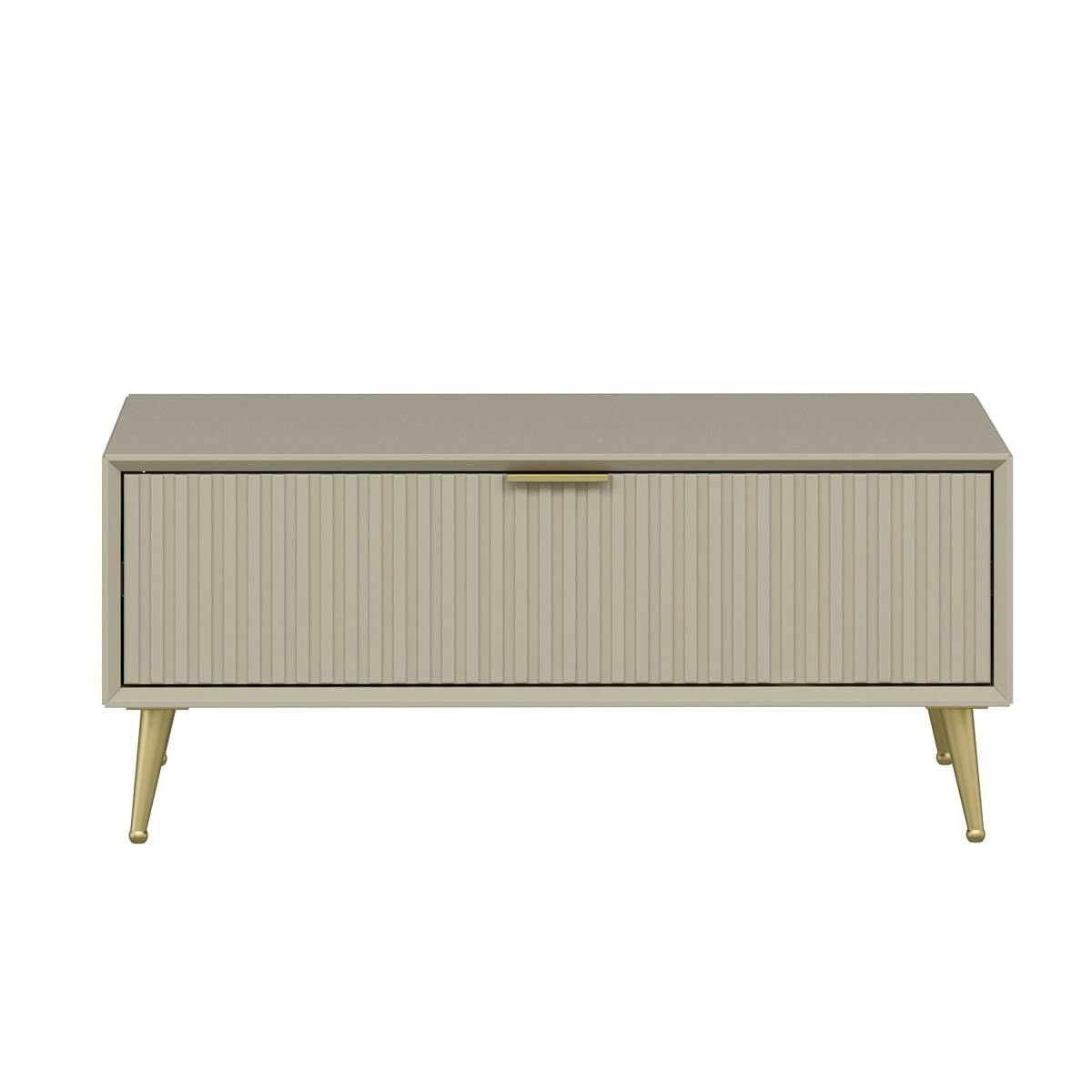 Table basse rectangulaire beige, 1 niche rainurée fermée JENA beige, PIER IMPORT