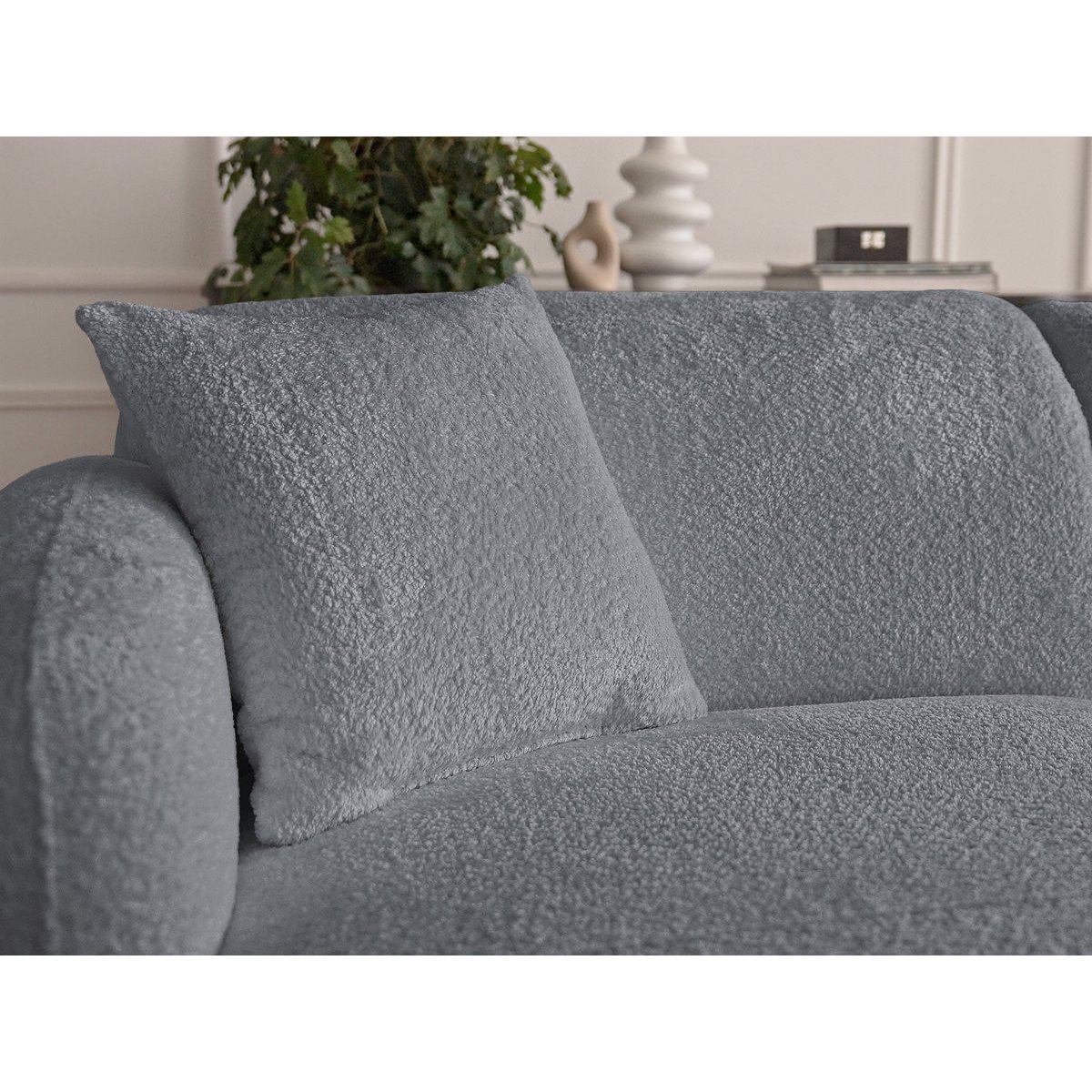 Canapé modulable 6 places en tissu chenille, ANDA gris, BOBOCHIC
