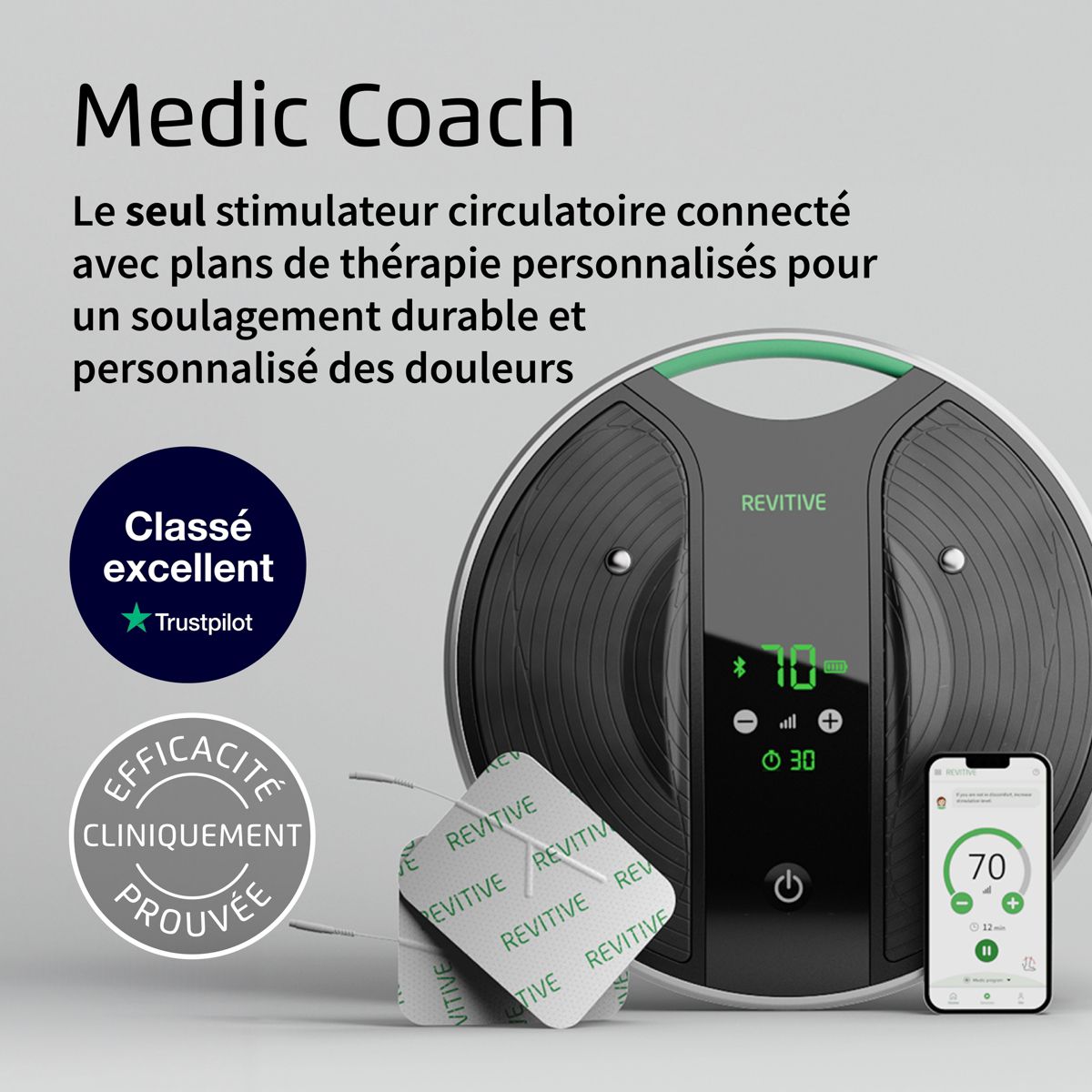 Stimulateur circulatoire Medic coach connecte couleur unique, REVITIVE